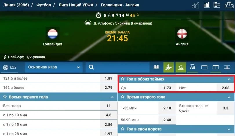 обе забьют нет что значит в ставках