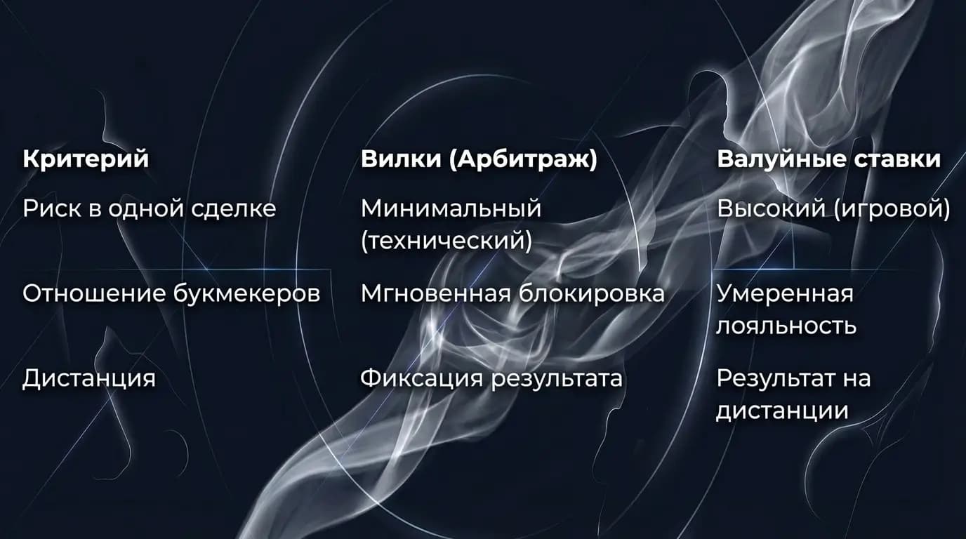 Сравнение игры на вилках и поиска валуев