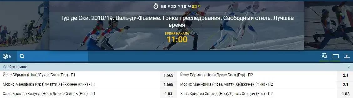 Лыжные гонки букмекер