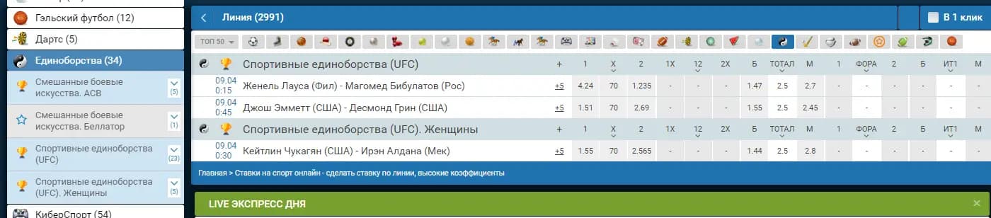 мма букмекер