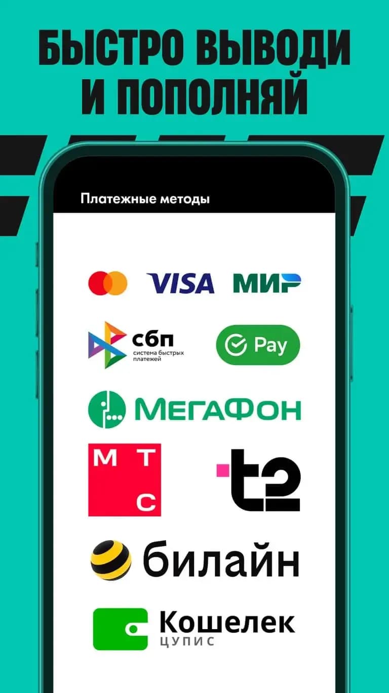 пополнение и вывод в пари