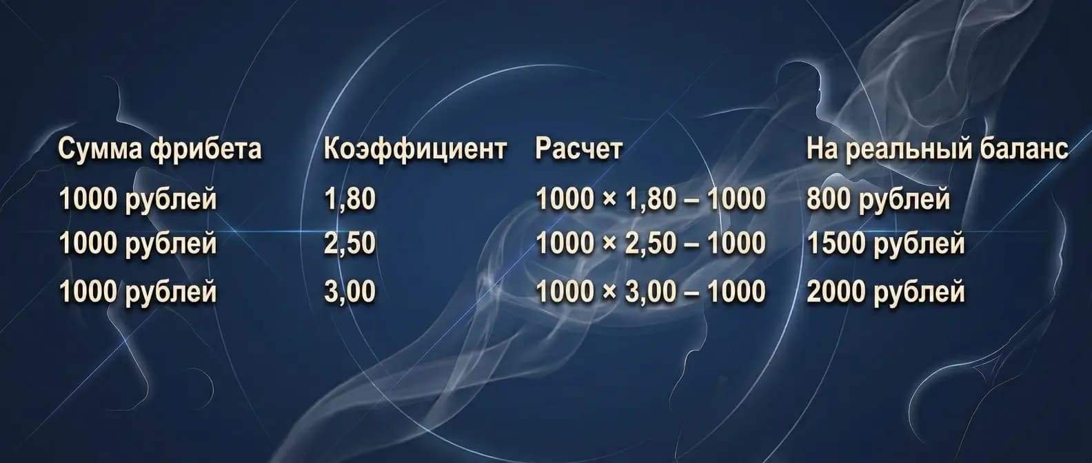 Расчет выигрыша с фрибета