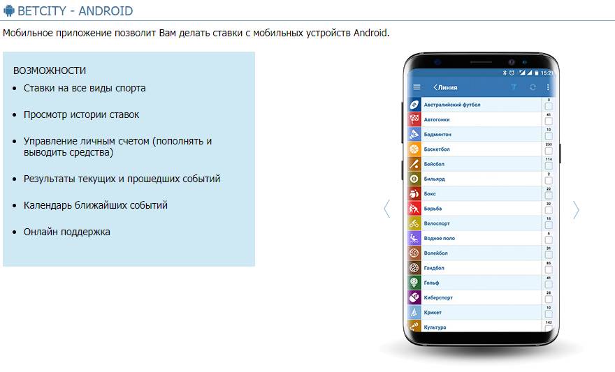 мобильные приложения букмекерских контор для андроид
