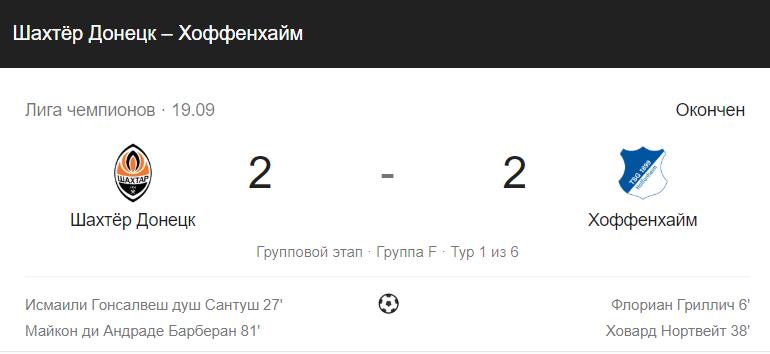 Прогноз на матч Лиги Чемпионов Хоффенхайм – Шахтер 27.11 3