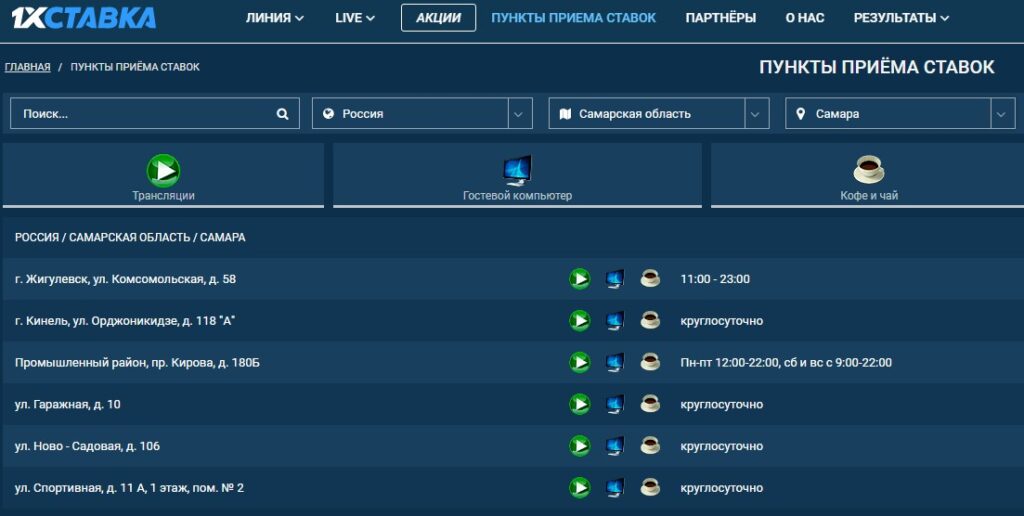 Адреса букмекеров в Самаре 2